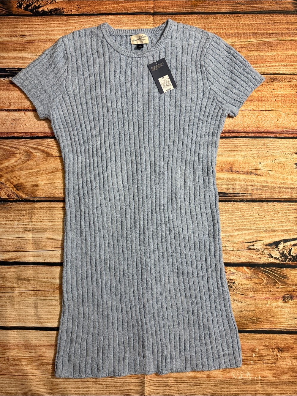 Universal Thread Light Blue Ribbed Short-Sleeve Midi Dress